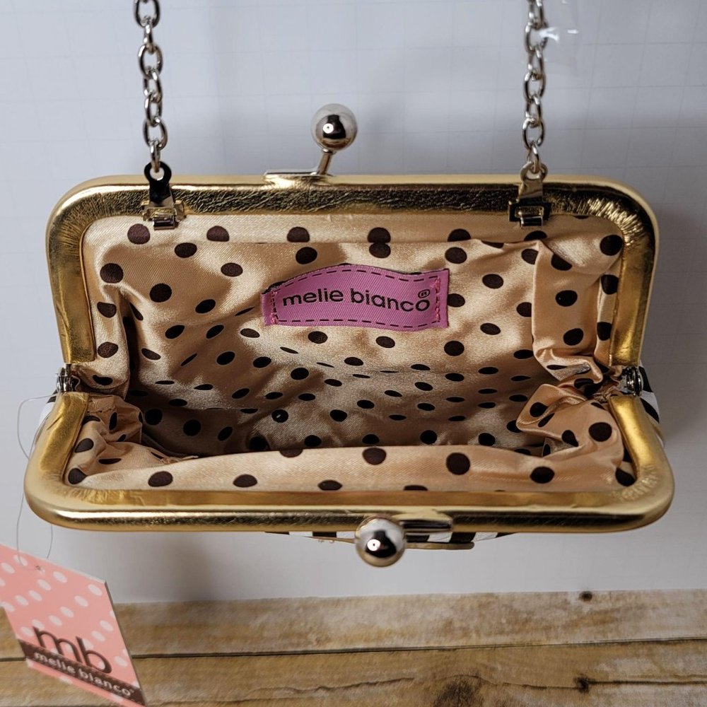 Melie Bianco Personalized Crossbody Bag Handbag Striped with Gold Letter T - Picture 7 of 10